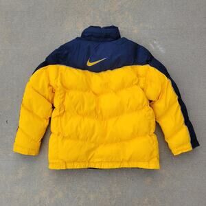 Vintage Nike Youth Boys Puffer Winter Jacket Y2K Navy Gold Medium 10-12
